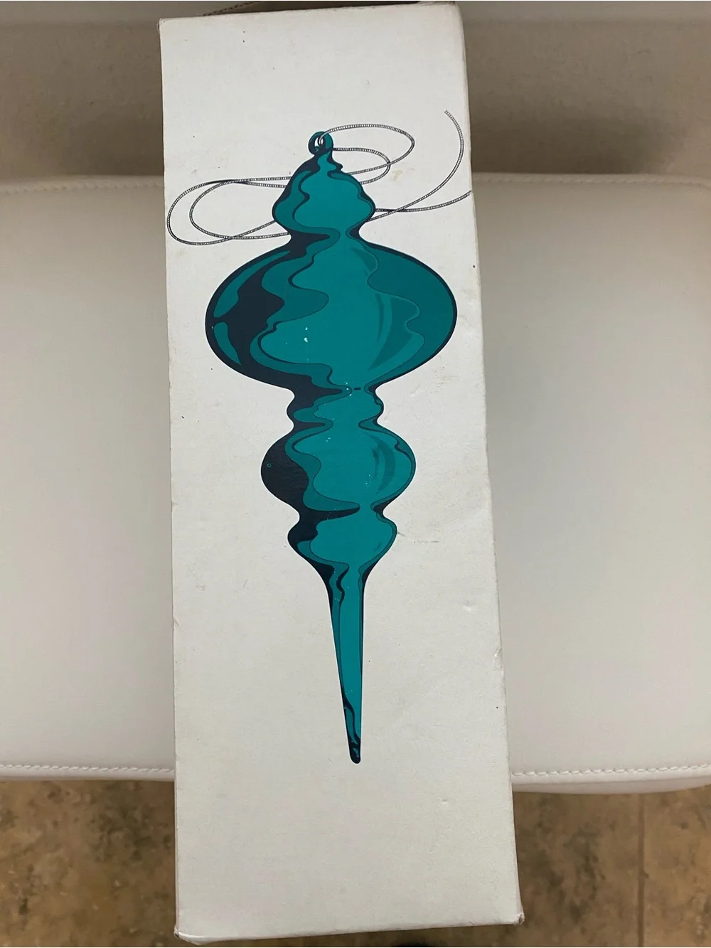 Vintage Dept 56 Mercury Glass Aqua Finial Large Handblown Ornament 9”H In Box
